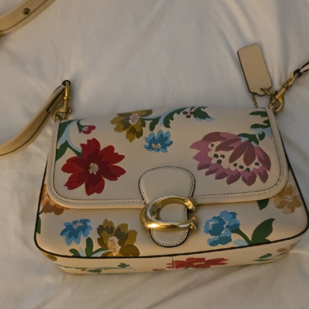 Coach Crossbody Bag Cream and Red Floral Elegance